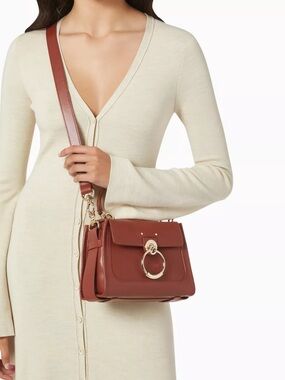 Chloe Mini Tess Day Bag - Sepia Brown (Caramel) Grained Calfskin